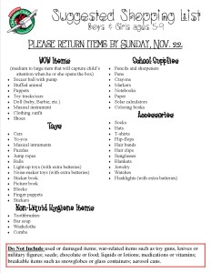 Operation Christmas Child Shopping List